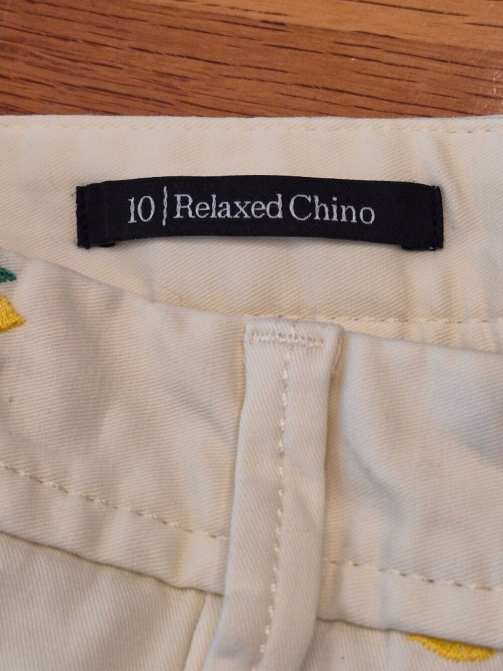 Talbots Womens Relaxed Chino Lemon-Print Pants Size 10 Cotton White/Yellow Lemon - Picture 4 of 8